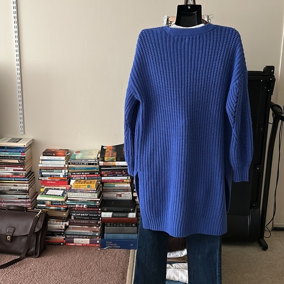 Oversized Blue Women's Sweater Cardigan - Picture 9 of 9